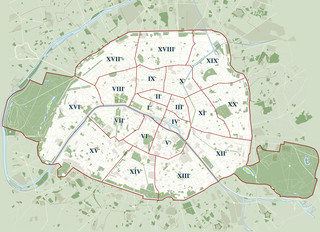 Plano de distritos (arrondissements) de Paris