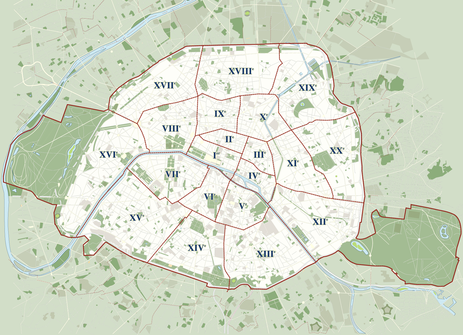 Mapa Distritos Paris 