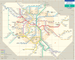 Plano de la red de tren urbano y cercanias Transilien de Paris