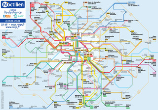 Plano de la red de autobus nocturno Noctilien de Paris